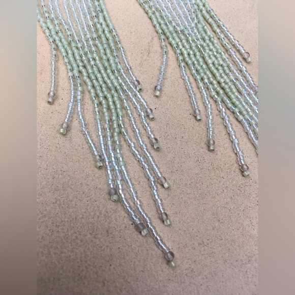Beaded Fringe Earrings - Shimmering Sea Labradorite Earrings - Picture 7 of 7